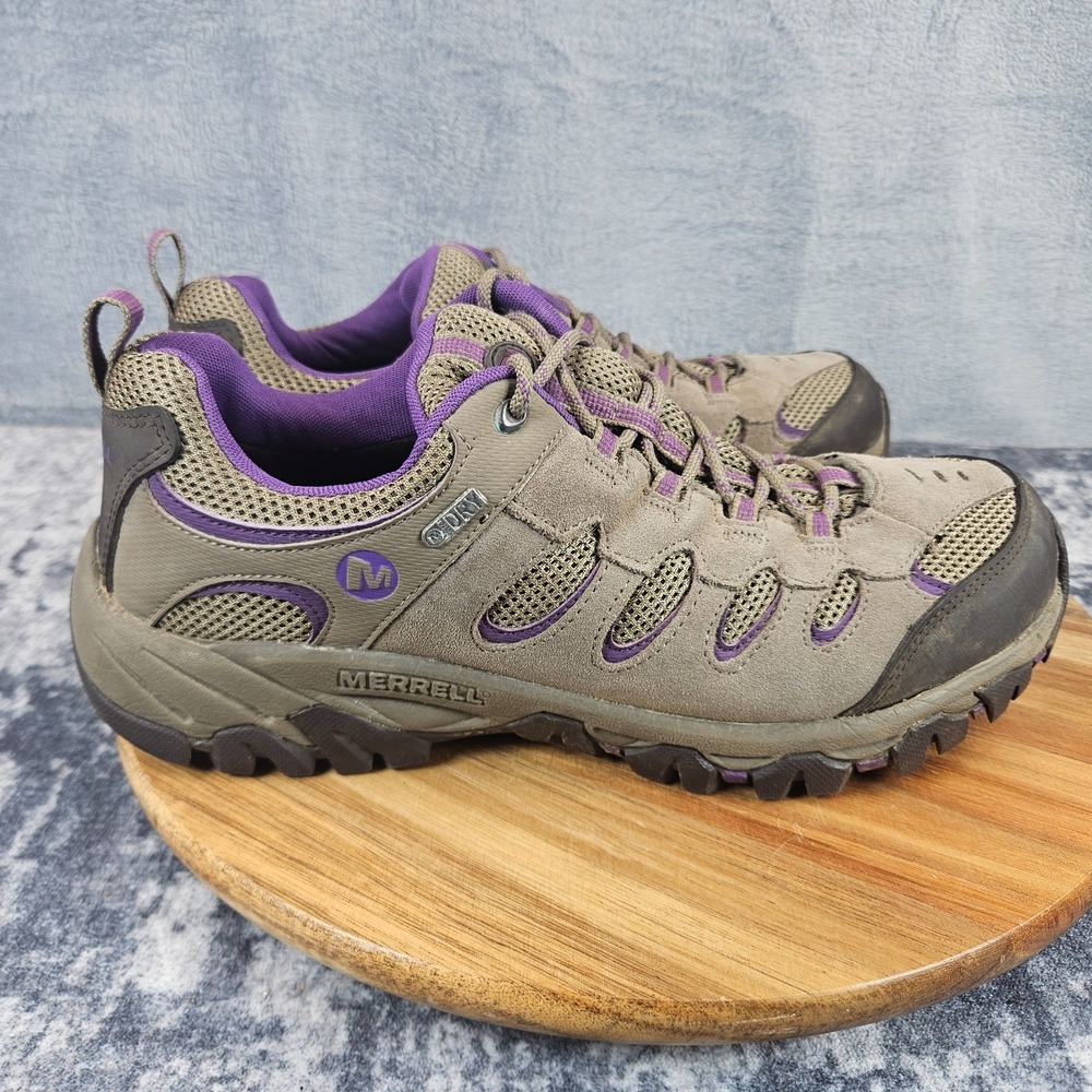 Merrell Ridgepass Hiking Shoes Womens 10.5 Brown Purple Waterproof Trail Walk